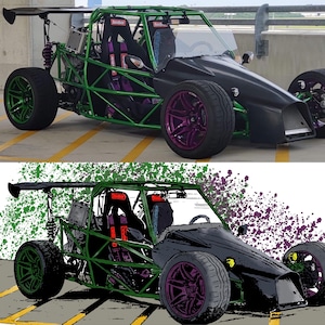 Custom Vector, Watercolor Car Painting, Digital. Art