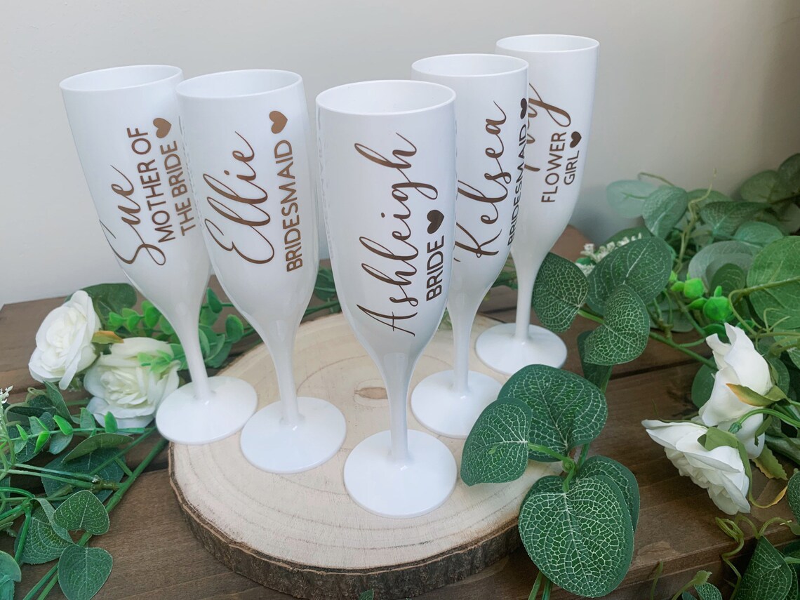 Flûtes à champagne blanches Flûtes en plastique de fête Etsy