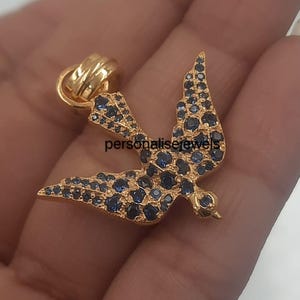New Desing Flying Swallow Charm, Turquoise Swallow Bird Pendant, Gemstone Bird Pendant Necklace, 14k Gold  Vintage Turquoise Bird Pendant