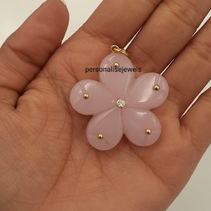 New Desing Hand Craving Flower Charm, Gemstone Flower Pendant, Rose Quartz Flower Pendant, Designer Flower Pendant, Unique Flower Pendant