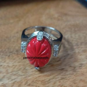 Coral Ring, Statement Ring, Handmade Ring, Coral Jewelry, Gemstone Coral Ring solid gold fluted salmon coral vintage ring, gift for her