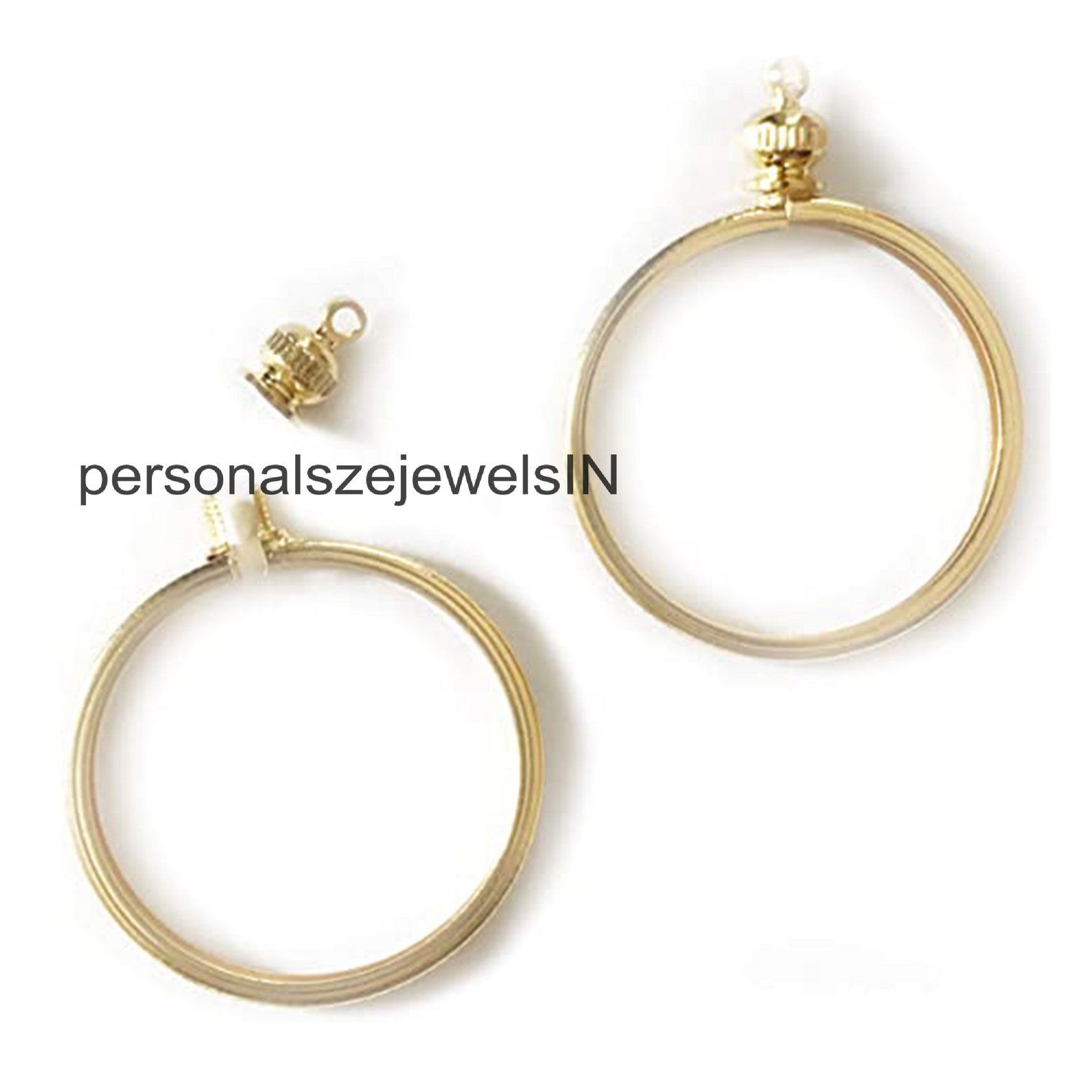 Penny Coin Holder Bezel Gold Tone, for Charm, Necklace, Pendant