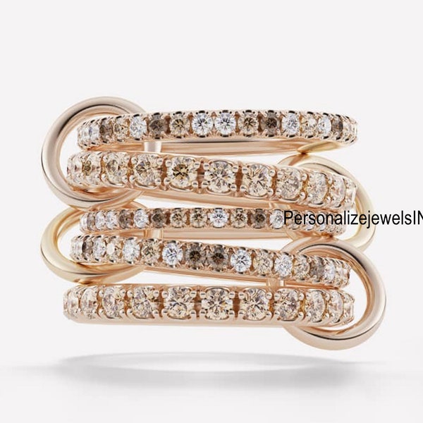 Multi-Ring, Three Connector Multi-Link Ring, Love Link Ring, 925 Silver CZ Link Ring, Cubic zirconia multi Love Link Band Rings