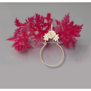 925 Sterling Silver Rose Flower Charm Holder, New pendant, Yellow Gold plated Rose Flower Charm Holder