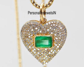 Breloque coeur saphir, breloque coeur CZ diamants plaqué or, breloque amour diamant, pendentif coeur pavé, pendentif coeur de créateur