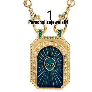 New design Wedding CZ Pendent, Onaly Pendent Yellow gold double scapular, adorned with multicolor enamel. Handmade Only Charm Jewelry