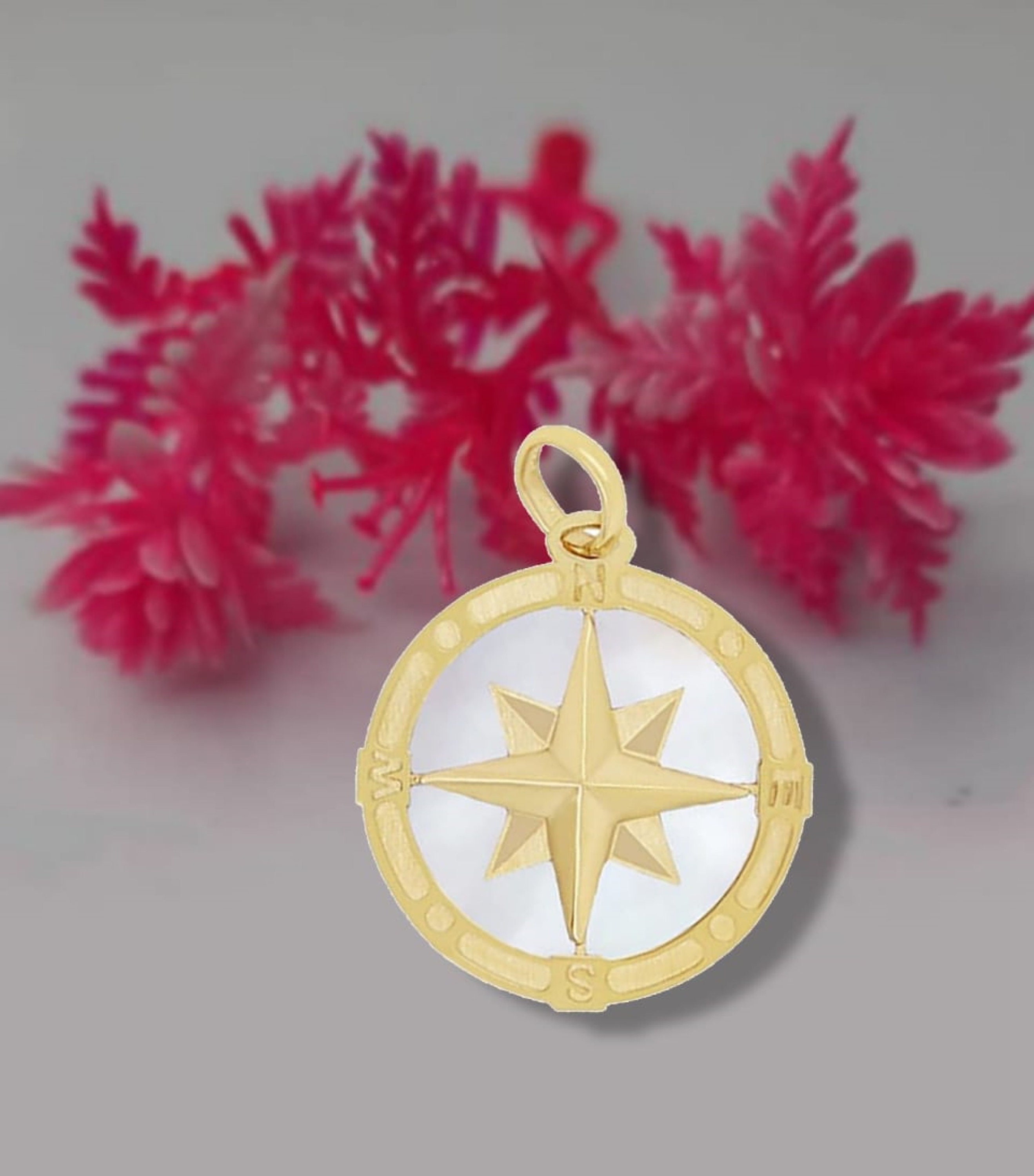 Turquoise Sterling Silver, Compass Rose Necklace in Sterling Silver