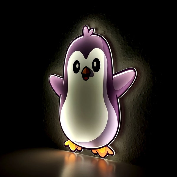 Pinguin Neon Lampe für Kinderzimmer, LED Tierlampe für Schlafzimmer, ZOO Wanddekoration, Babyzimmer, Nachtlicht mit Dimmer, Zootiere Leuchte