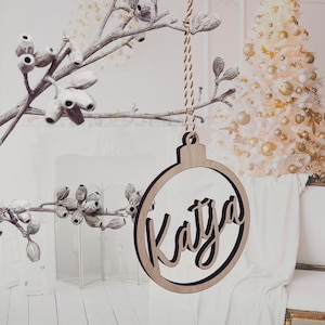 Christmas tree pendant jewelry ball personalized Christmas tree ball wooden decor Christmas decoration name Christmas tree hanger