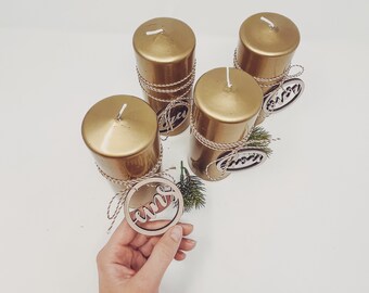 Números De Madera Del 1 Al 4 Para Corona De Adviento - 5 Cm, Naturales, Decorativos, Hechos En Alemania