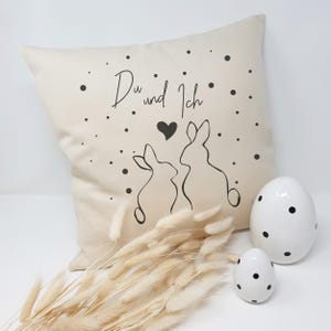 Cushion in natural color / linen look You and I for Easter