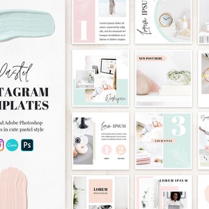 Pastel Instagram Template, Canva Instagram Templates in Pastel. Canva Template Instagram Posts. Canva social media templates