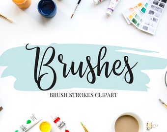 Clipart tratti pennello. Tratti pennello svg. ClipArt tratti pennello. Pennellate Canva. Pennelli ad acquerello. Bundle Svg tratto pennello. vettore