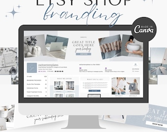 Kit de tienda de Etsy Plantilla mínima de tienda de Etsy Banner de Etsy Banners de marca de Etsy azules Plantillas de anuncios y banners de tienda de Etsy Plantilla de tienda de Etsy
