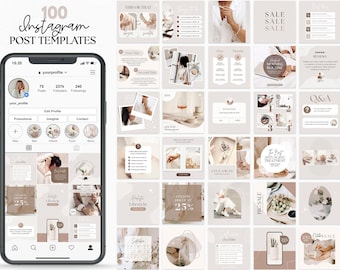Entrenador de plantilla de publicación de Instagram, plantillas de Canva beige, plantilla atractiva de IG, neutral editable, kit de marca, blogger de plantillas de redes sociales