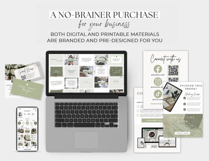 Green Health Coach Template Wellness Coach Holistic Health Content Creator Social Media Template Branding Kit Instagram Bundle Canva