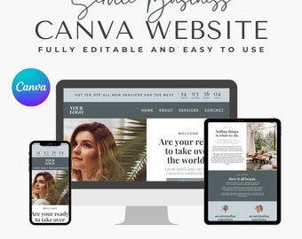 Website Template Business Coach Canva Website Template Aesthetic Website Canva Sales Page Template Coaching Business Virtual assistant page