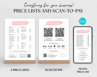 Bundle price list, Scan to pay template, Pedicure price list, Pricelist hair flyer, ig Price List, Canva template pricelist, Nail pricelist