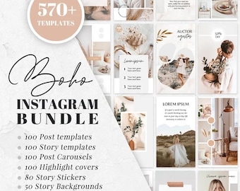 Boho instagram template Canva, boho instagram stories template, boho instagram post templates, bohemian instagram, instagram bundle