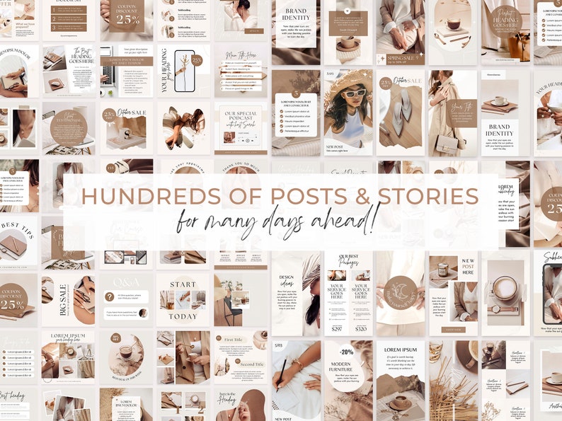 Instagram Bundle, Instagram Post Templates Canva, Instagram Templates for Business, Marketing Templates, Brown Instagram, Social media posts