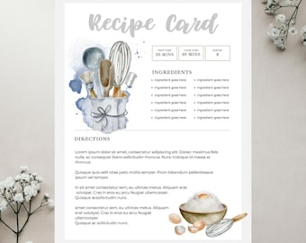 Recipe Page Canva Recipe card Template Printable Recipe Book Page Editable Recipe Template Simple Recipe Card Template Minimalist Recipe