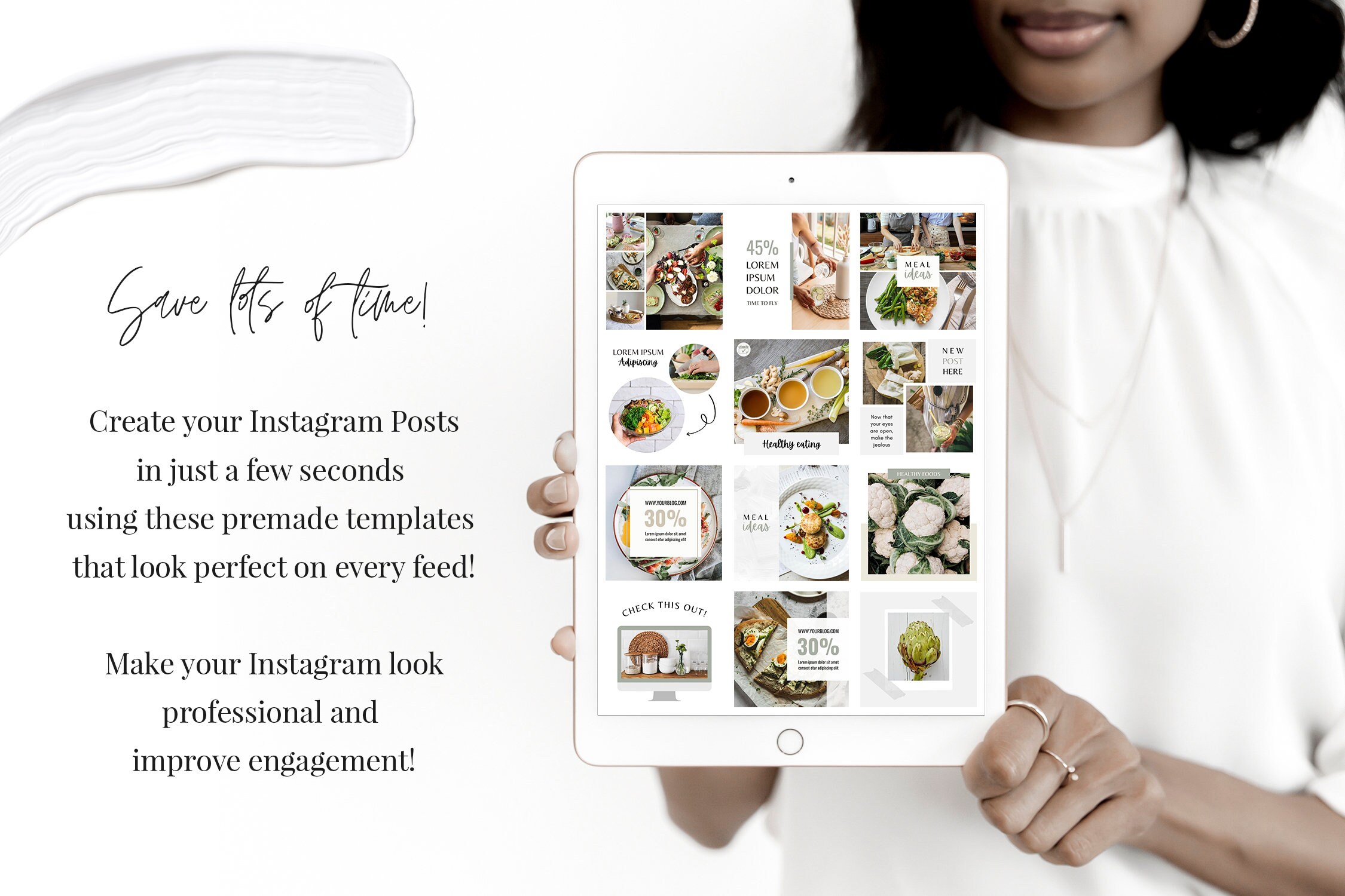 Food Instagram Post Bundle, Food Blogger Post Templates for Canva ...