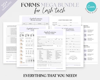Eyelash Extension Forms Editable Lash Consent Templates Lash Tech Consultation Esthetician Forms Lash Forms Eyelash Aftercare Card Canva