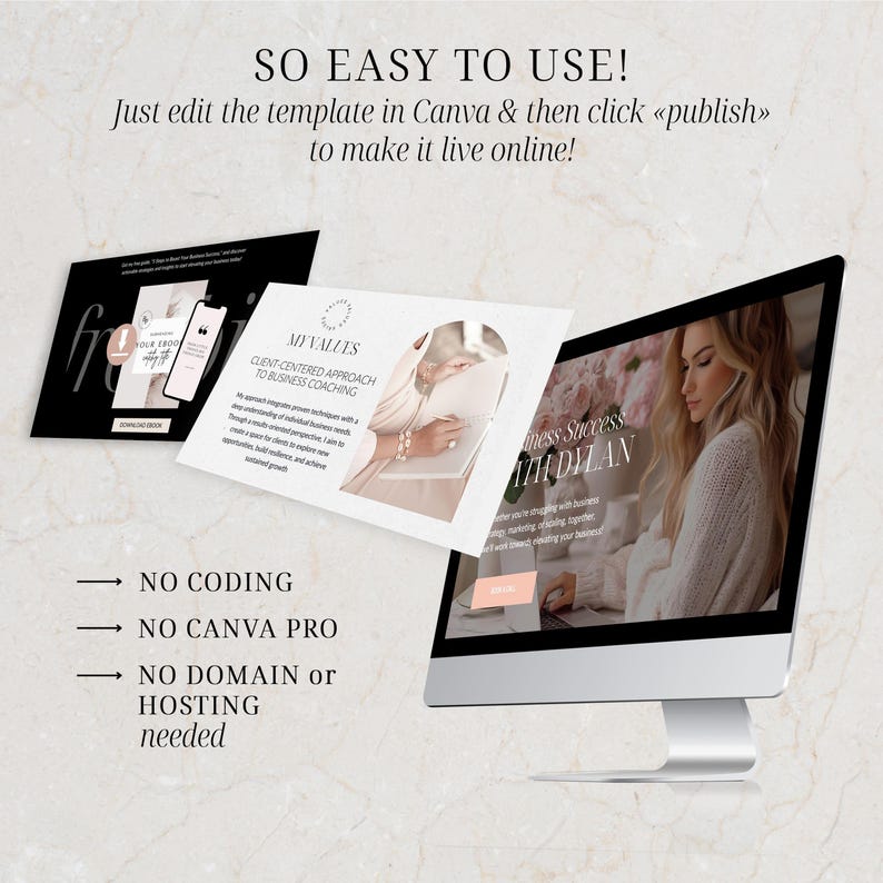 Coach website Canva Template Coach Landing Page Website Life Coach Website Canva Sales Page Template Coaching Website Design Canva Pink