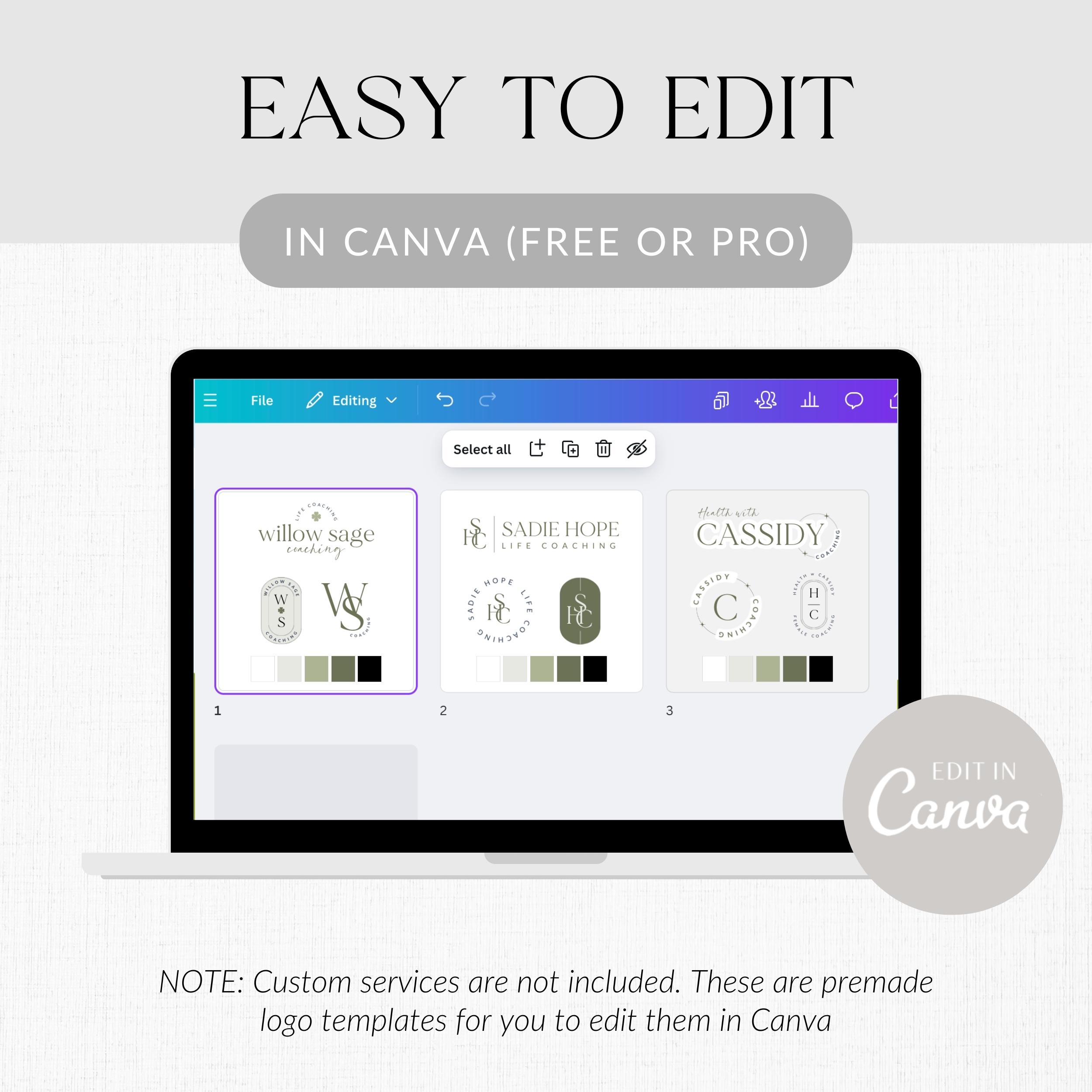 Premade Logo Template Canva Logo Design Premade Small Business Logo Set ...
