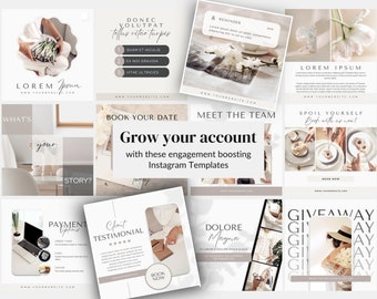 200 Neutral Instagram Templates, Instagram Post Templates Coach, Instagram Templates for Business, Instagram Templates Canva, Aesthetic feed