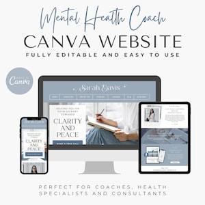 Canva Website Mental Health Coaching Website Template for Service Business Minimal Canva Website Template Wellness Coach Life coach Website