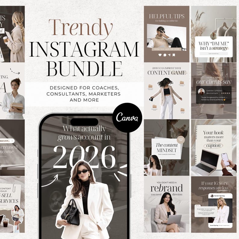 Elegant Instagram Carousel Templates Beige Neutral Aesthetic Canva Templates for Coaches Creators Personal Brands Editable Portrait IG Posts