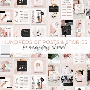 Instagram Bundle Pink Instagram Post Templates Minimal Boho Instagram Instagram Templates Kit Beauty Social Media Template Canva Blogger