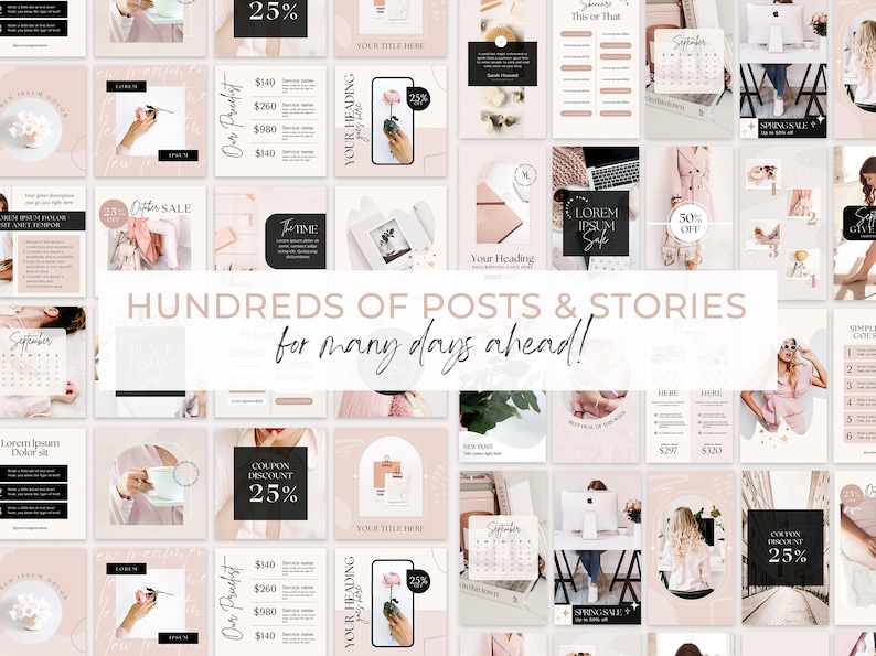 Instagram Bundle Pink Instagram Post Templates Minimal Boho Instagram Instagram Templates Kit Beauty Social Media Template Canva Blogger