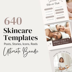 Instagram Templates for Skincare, Skincare Instagram Template, Esthetician Instagram Templates Post Canva, Skincare Templates Social Media