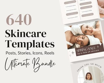 Instagram Templates for Skincare, Skincare Instagram Template, Esthetician Instagram Templates Post Canva, Skincare Templates Social Media