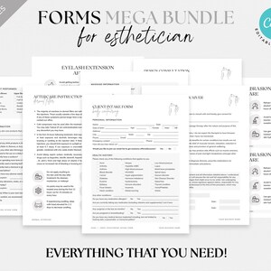 Esthetician Consent Forms Esthetician forms Esthetician form bundle Facial intake forms bundle Client Intake Form Esthetician template Canva