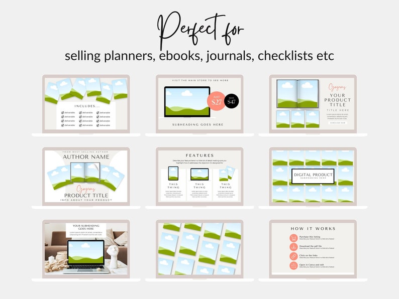 Mockup Etsy Listing Canva, Digital Product Mockup, Etsy Listing Mockup Templates, Canva Mockups for Printables, Drag and Drop Mockup Bundle