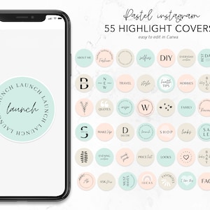 Pastel highlight covers | Instagram Highlight Covers for Canva | Pastel Instagram Highlights | Instagram Story Covers Pastel Colors