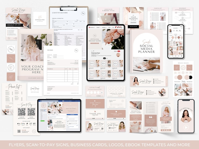 Coaching Business Template Bundle Online business All in One Bundle Wix Website Template Canva website Branding Kit Coach Marketing Template