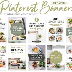 Pinterest Vorlagen Essen für Canva & Photoshop | Canva Pinterest Vorlagen für Food-Blogger, Ernährungswissenschaftler etc.