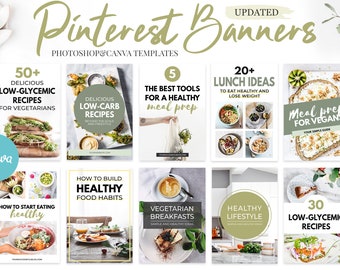 Pinterest Templates Food for Canva & Photoshop | Canva Pinterest Templates for food bloggers, nutritionists etc.