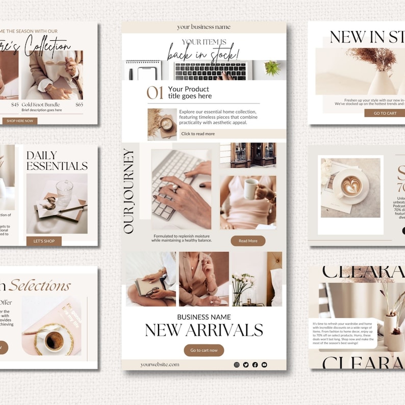Email Template Email Newsletter template Pack Email Marketing Canva Template MailChimp FloDesk ConvertKit  Klaviyo Email design Bundle Brown