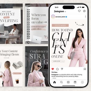 Pink Instagram Templates IG Post Templates Canva Templates Instagram Carousel Posts Templates Pink theme Instagram Coach SMM UGC Creator