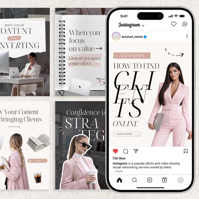 Pink Instagram Templates IG Post Templates Canva Templates Instagram Carousel Posts Templates Pink theme Instagram Coach SMM UGC Creator
