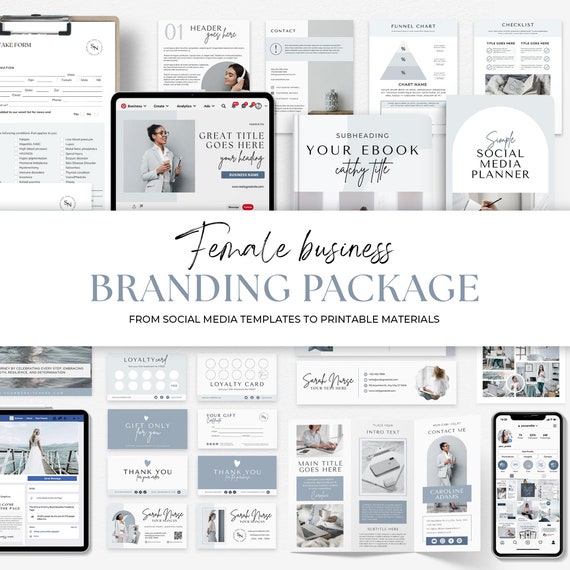 Brand kit Canva Branding Package Business template Bundle Branding Kit Social media Template Small business template Canva Branding Kit Blue