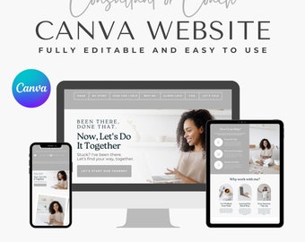 Canva Website Template for coach, business consultant, Minimal Clean Aesthetic Canva Sales Page Template Coaching Business Service page