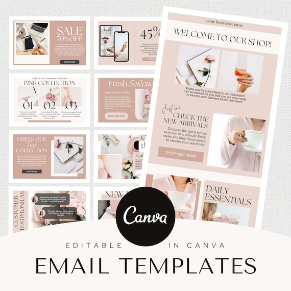 Email Newsletter Template Email template Pack Email Marketing Canva Template MailChimp FloDesk ConvertKit  Klaviyo Email design Bundle Pink
