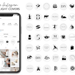Yoga instagram highlight covers for Canva, yoga highlight icons, text highlight covers, meditation and pilates highlights, yoga instructor
