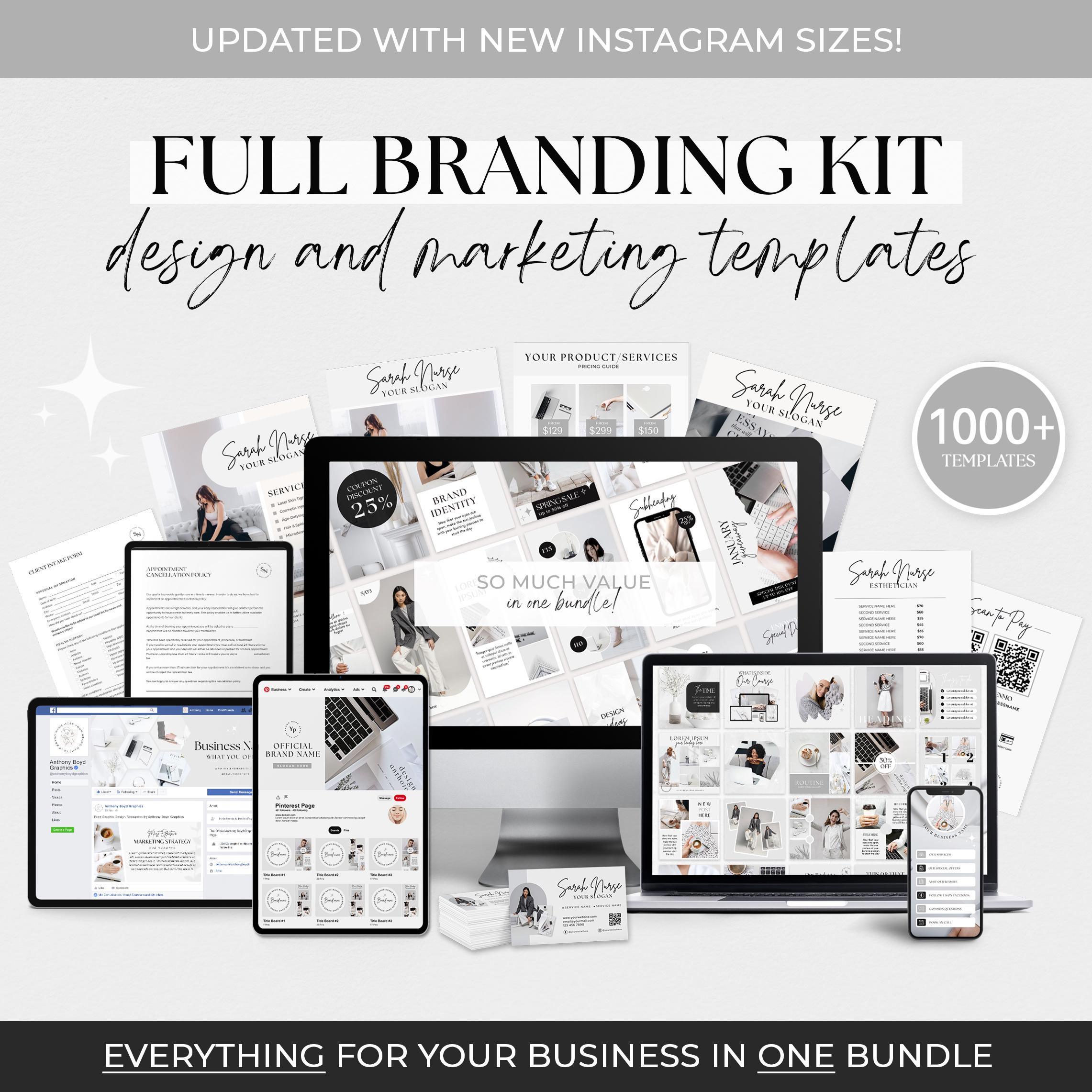 1000 Branding Kit Templates DIY Branding Kit Social Media Branding Template Bundle Instagram Bundle Business Marketing Template Canva